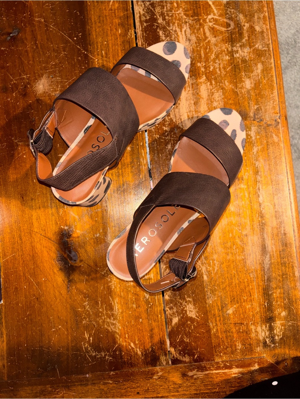 AEROSOLES Brown Leopard Accent Slingback Sandals